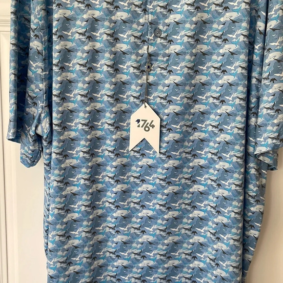 1764 Golf Polo birds clouds All Over Print Performance Mens  XL - Picture 3 of 12